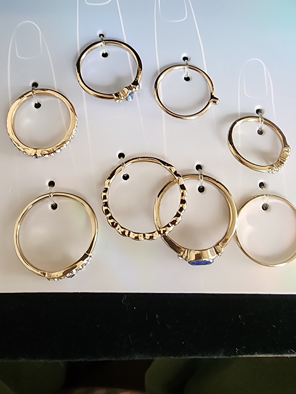 Gold Tone Stackable Fashion Rings - Set of 9